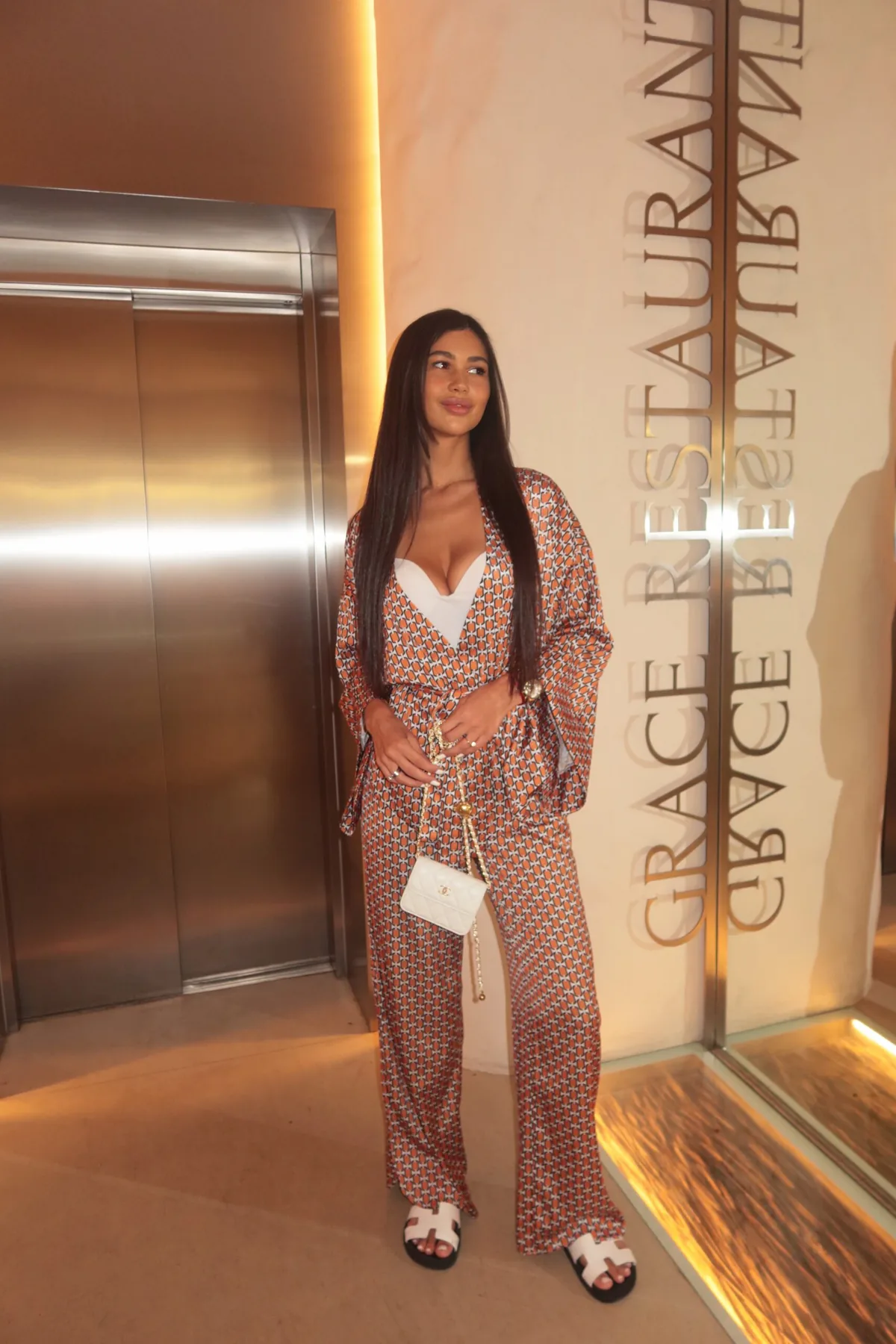 Silk terracotta suit